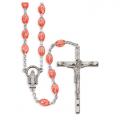  CLEAR PINK OVAL PLASTIC BEADS ROSARY (2 PC) 